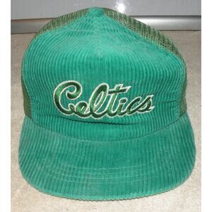 Vintage 70s 80s Boston Celtics NBA Corduroy Baseball Hat Cap Universal Ind Inc